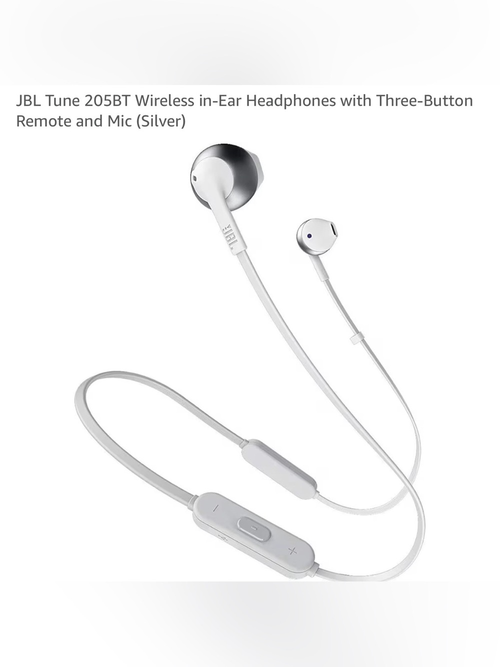 JBL Silver & White Wireless Neckband Earbuds with Inline Remote
